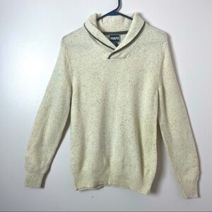 Vintage Cream Sweater with Brown Flecks – 80% Lambs Wool – Size Medium